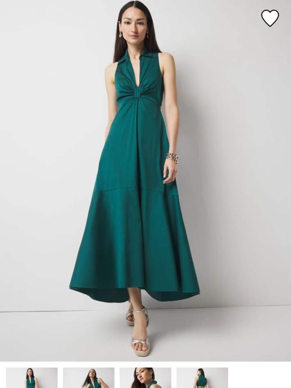 nwt WHITE HOUSE BLACK MARKET CUTOUT COLLARED MIDI DRESS GREEN 4